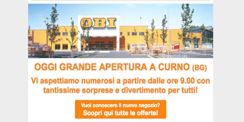 Oggi Obi apre a Curno