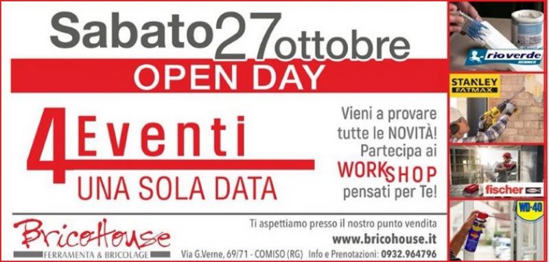 “4 Eventi una sola data”, l’Open Day di Brico House