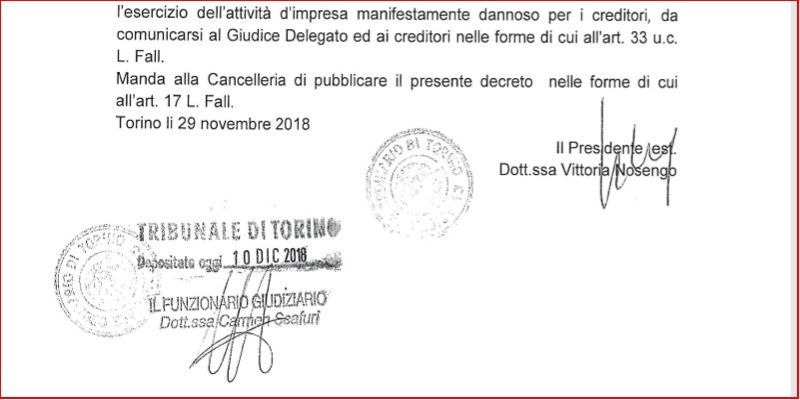 Self Italia, concordato omologato e depositato